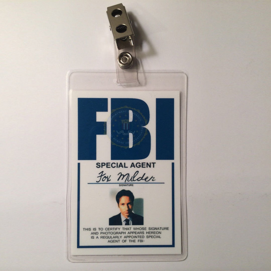X FILES Fox Mulder Badge ID Name Tag Card Costume Cosplay Prop Etsy