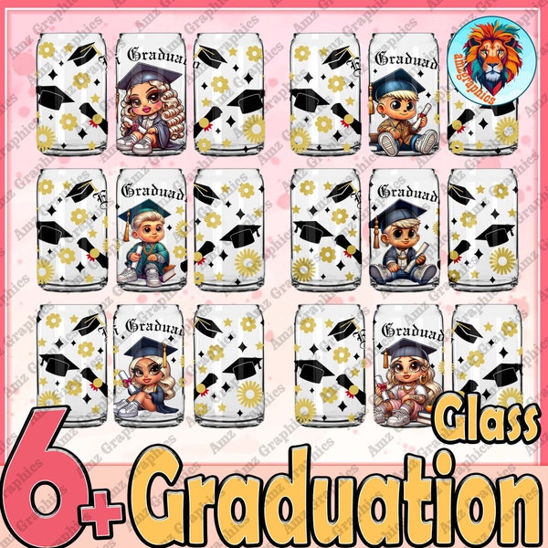 6 Chicano Graduation 16oz Glass Can Bundle, Chicano Senior Libbey Glass Can Png, Teach Love Inspire, Cartoon Senior 2024, Digital Download