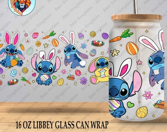 Funny Easter Day Movie Characters Glass Can Wrap, Easter Flower Libbey 16oz Glass Can Png, Easter Egg Libbey Glass Wrap, Digital Download