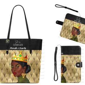 Conjunto de bolsa de ombro e carteira para mulheres afro-americanas, bolsa afrocêntrica, presente de aniversário para mulheres negras, bolsa de melanina, bolsa de menina preta,