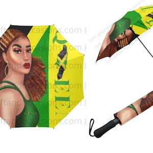 Jamaican American Women Umbrella, Afrocentric Waterproof Umbrella, Gift for Black Women, Jamaican gift for women, Black Girl Umbrella