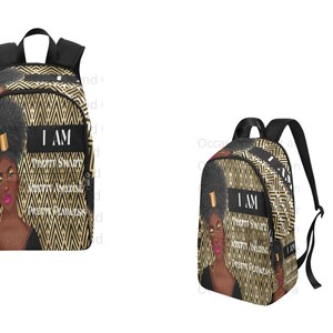 Melanin Teen Girl Sac à dos et sac à lunch, HBCU Black Women Bookbag, African American College Girl Bag, Black Girl Retour à l’école sac à dos