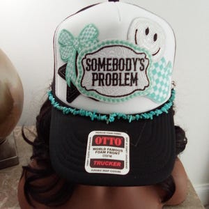 Custom Somebody Problem Patch Women Trucker Hat, Custom Black Girl Trucker Hat, Melanin Hat, Christian Faith Trucker Hat for Women, Mom Hat