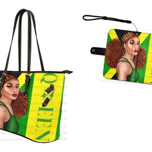 Jamaican Women Shoulder Tote Bag and Wallet Set, Afrocentric Bolso, Regalo De Cumpleaños Para Mujeres Negras, Black Girl Magic Tote, Summer Tote
