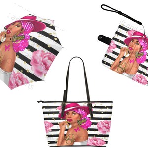 Black Girl Breast Cancer Tote, Breast Cancer Survivor Gift , Black Women Cancer Survivor Bag, Pink Ribbon Bag, Black Queen Cancer Gift