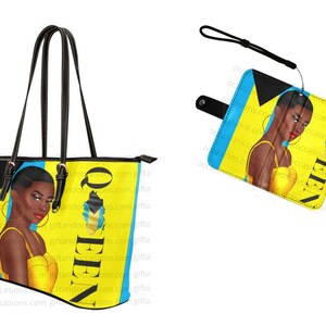 Bahamian Women Shoulder Tote Bag and Wallet Set, Afrocentric Bag, Regalo de cumpleaños para mujeres negras, Black Girl Magic Tote, Summer Tote