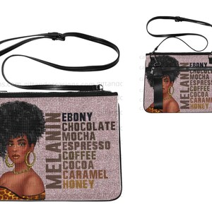 Black Girl Magic Crossbody Bags, Afrocentric Messenger, Melanin Wristlets, Black Women clutch, African American Evening Bag,  Gift for Her