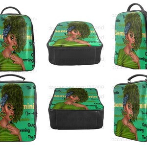Conjunto de bolsa de livros e carteira para mulheres afro-americanas, mochila afrocêntrica, presente de aniversário para mulheres negras, presente de Gêmeos para mulheres, presente do Zodíaco,