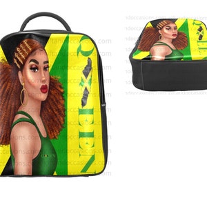 Conjunto de bolsa de livro e carteira feminina jamaicana, mochila afrocêntrica, presente de aniversário para mulheres negras, presente de mochila de viagem para mulheres negras,
