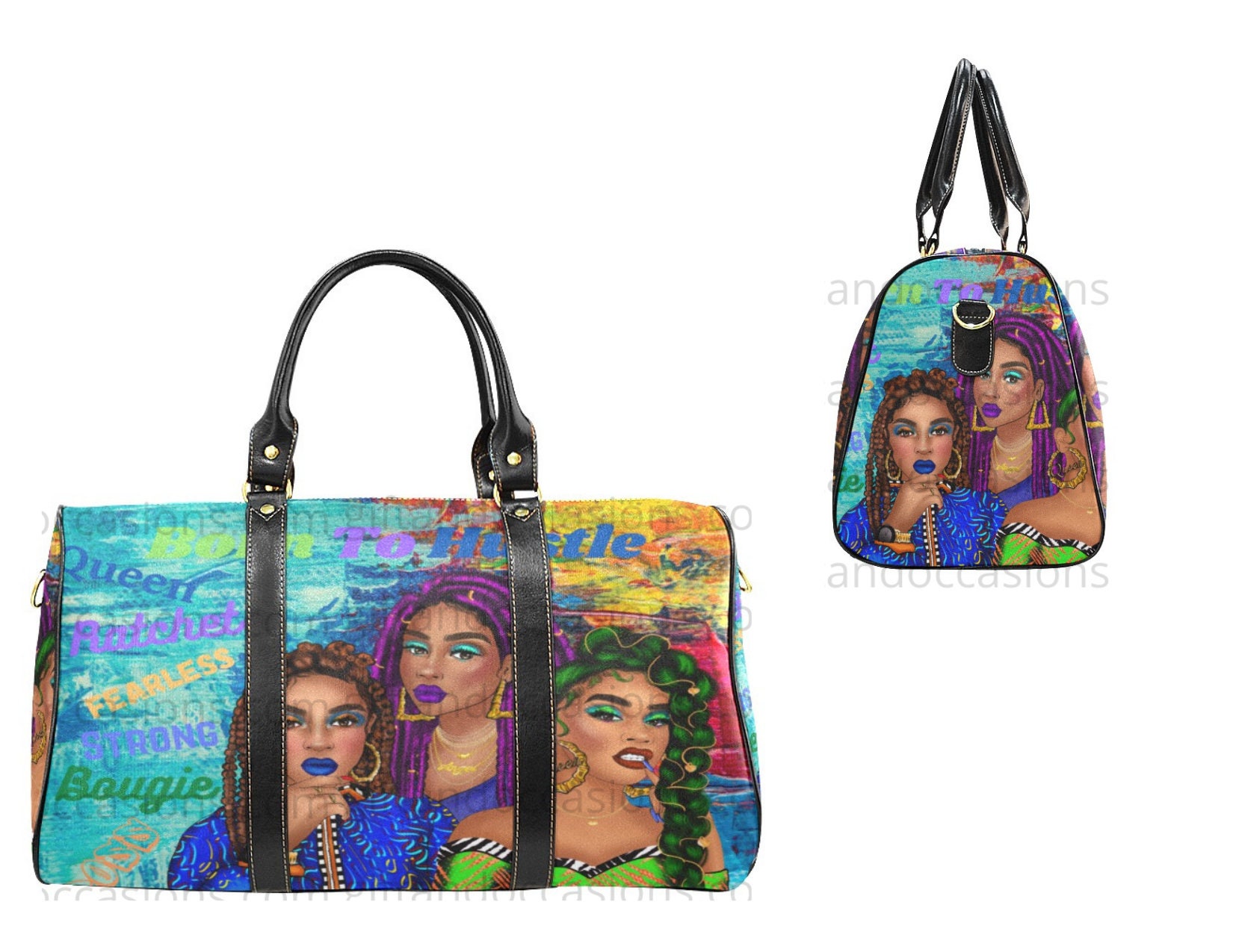 African American Women Travel Bag, Afrocentric Duffel Bag, Gift for Black Women, Black Girl