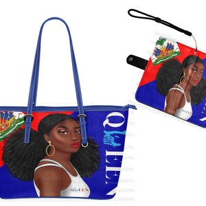 Haitians Women Shoulder Tote Bag and Wallet Set, Afrocentric Bolso, Regalo de cumpleaños para mujeres negras, Black Girl Magic Tote, Summer Tote