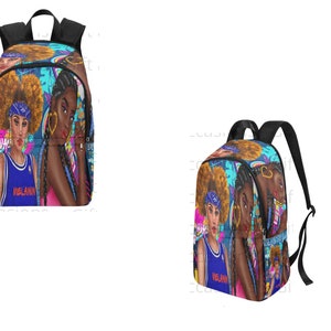 Melanin Teen Girl Sac à dos et sac à lunch, HBCU Black Women Bookbag, African American College Girl Bag, Black Girl Retour à l’école sac à dos