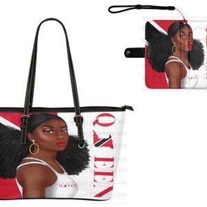 Juego de bolso y billetera para mujeres trinitarias, bolso afrocéntrico, regalo de cumpleaños para mujeres negras, bolso mágico para niñas negras, bolso mágico para niñas negras, bolso de verano