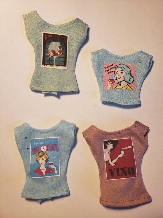 Coffee & Wine Culture Graphic Shirts for 1/6 Scale Fashion dolls