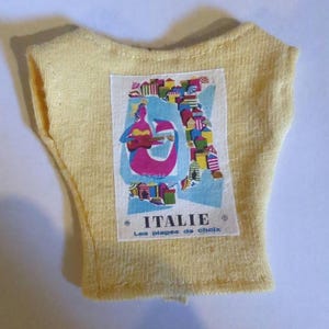 Retro Travel Vintage Pulp Posters Graphic Pastel Slouchy T-shirts for 1/6 Scale Fashion Dolls italie