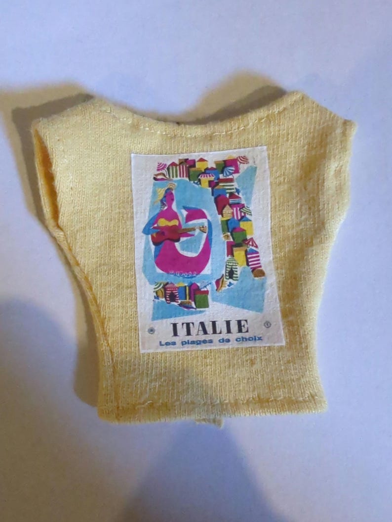 Retro Travel Vintage Pulp Posters Graphic Pastel Slouchy T-shirts for 1/6 Scale Fashion Dolls italie