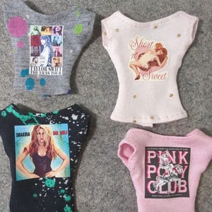 Country, Pop, R&B Music Graphic T-Shirts  for 1/6 Scale Fashion Dolls