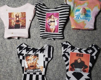 Country, Pop, R&B Music Graphic T-Shirts  for 1/6 Scale Fashion Dolls