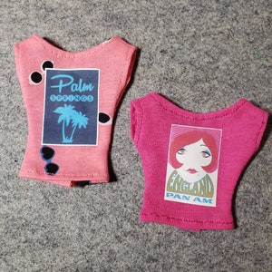 Retro Travel Vintage Pulp Posters Graphic Pastel Slouchy T-shirts for 1/6 Scale Fashion Dolls image 3