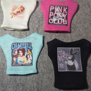 Country, Pop, R&B Music Graphic T-Shirts  for 1/6 Scale Fashion Dolls
