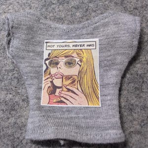 Retro Travel Vintage Pulp Posters Graphic Pastel Slouchy T-shirts for 1/6 Scale Fashion Dolls not yours never was