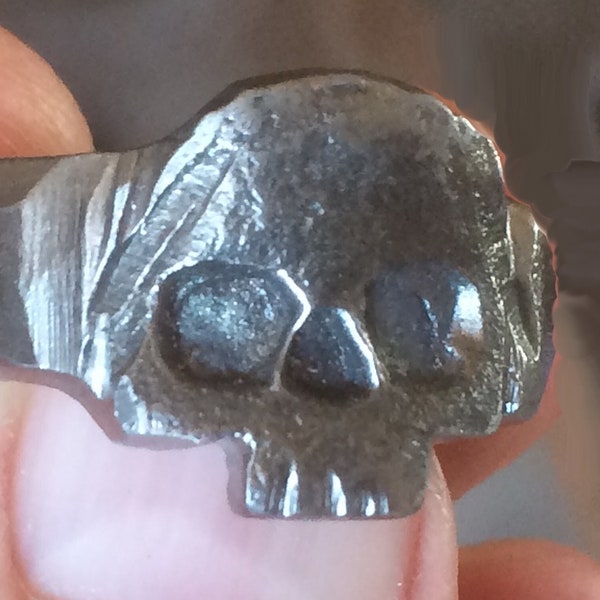 Swedish Hand forged Steel Skull ring Genuine Viking