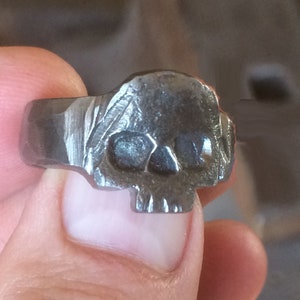 Swedish Hand forged Steel Skull ring Genuine Viking