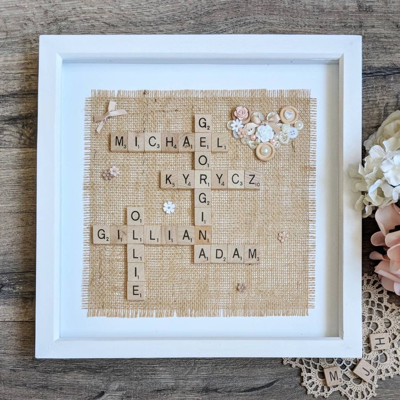 Family Scrabble Frame 12 X Personalised Name Crossword