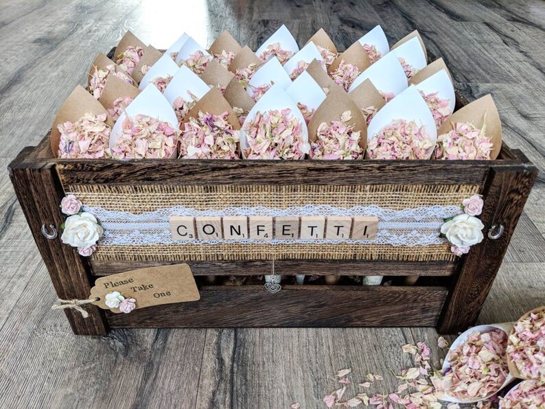 Personalised Wedding Crate - Rustic Brown (Choose your own lettering and flower colour) | Rustic Wooden Wedding Crate 