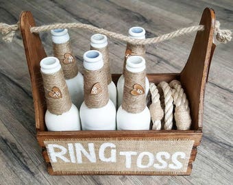 Ring Toss - Rustic Brown | Ring Toss Game | Wedding Game | Garden Game | Vintage Game | Lawn Game | Ring Toss Set
