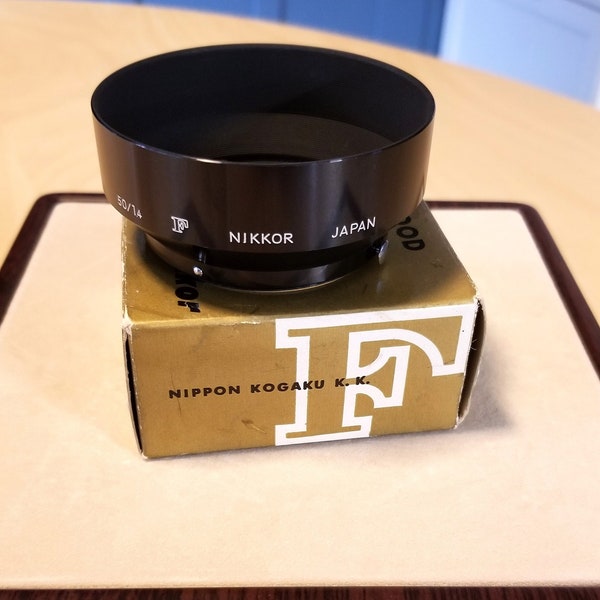 Nikon F Nikkor-Auto 50mm f1.4 Metal Lens Hood w/ Original Box - Mint Condition