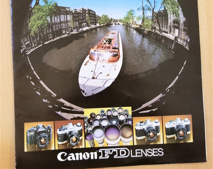 Rare Canon FD Lenses Giant Fold Out Full Color Brochure - about 17 x 22 inches