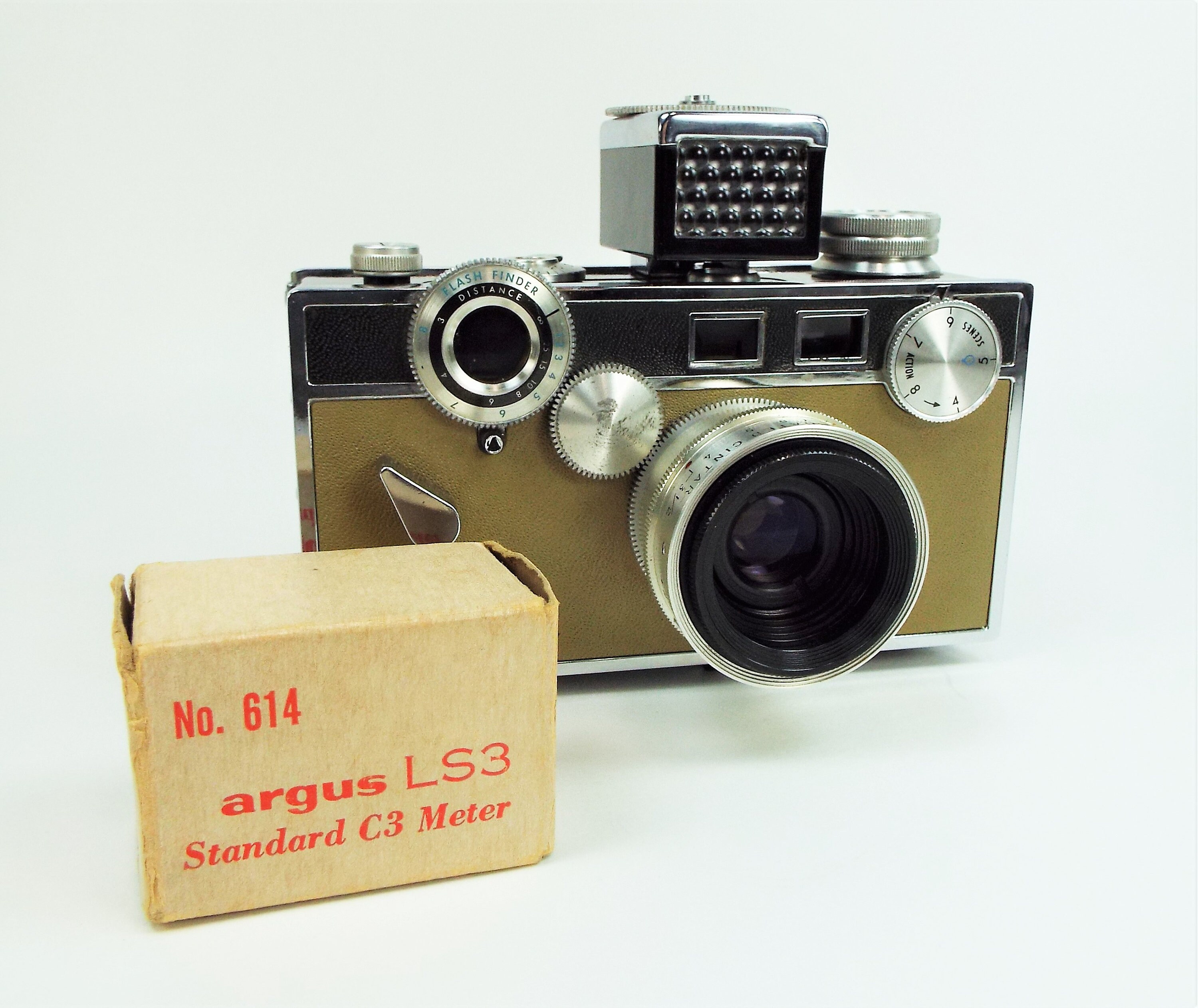 Vintage Argus MatchMatic C3 35mm Film Camera w/ Leather Case, Light