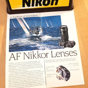Nikon AF Nikkor Lenses Full Color Brochure - 35mm SLR Cameras - 1986 - Multi-page  - Mint Condition