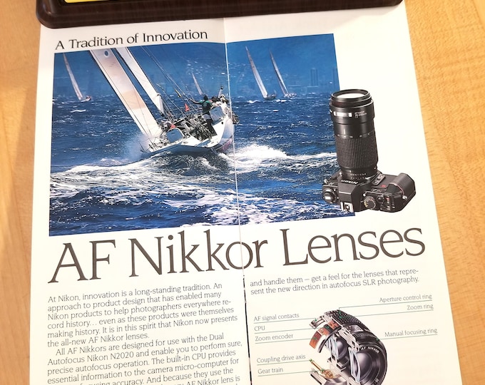 Nikon AF Nikkor Lenses Full Color Brochure - 35mm SLR Cameras - 1986 - Multi-page  - Mint Condition