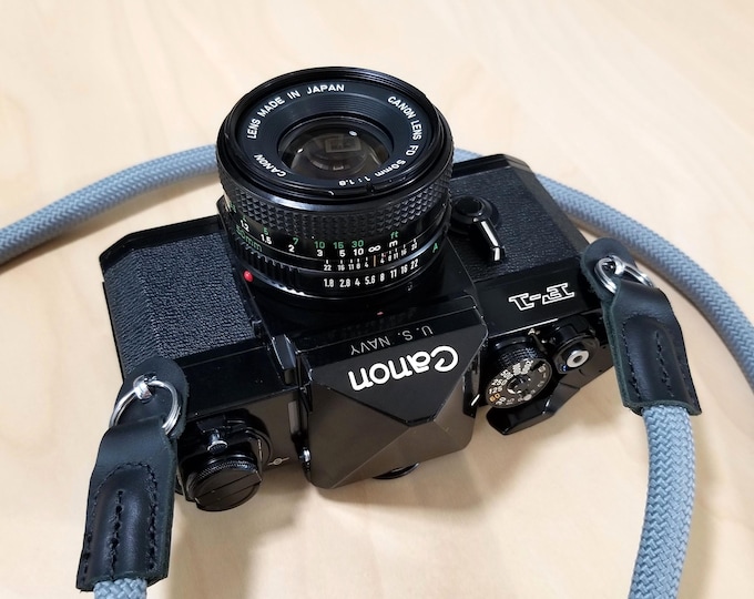 Canon F-1 U.S. Navy 35mm SLR Camera w/ Navy 50mm f1.8 Lens - Professionally Serviced - Custom Strap, Cap, & Battery