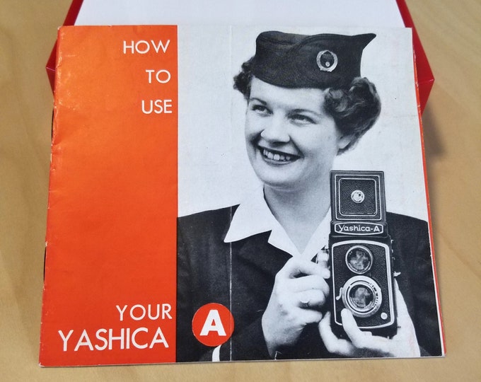 Original Yashica A Twin Lens Reflex TLR Instruction Booklet w/ Registration Card - English, French & Japanese Edition - Not a Copy - Nice