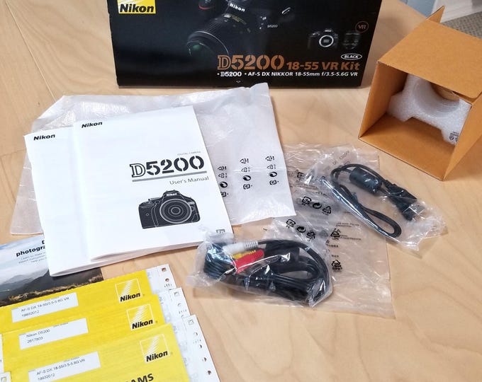 Nikon D5200 Digital Camera Box w/ Instructions, Cables & Papers - NO Camera, Just the Box As Pictured
