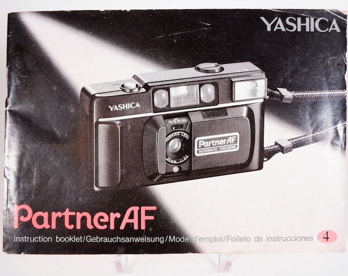 Vintage Yashica Partner AF 35mm Camera Instruction Booklet / Owner's Manual / User's Guide - 55 Pages - 4 Languages - Very Good Condition