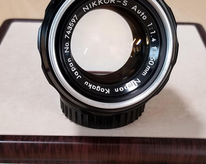 Nikon Nikkor-Auto S 50mm f1.4 Lens w/ Hood, Filter, Caps, Papers