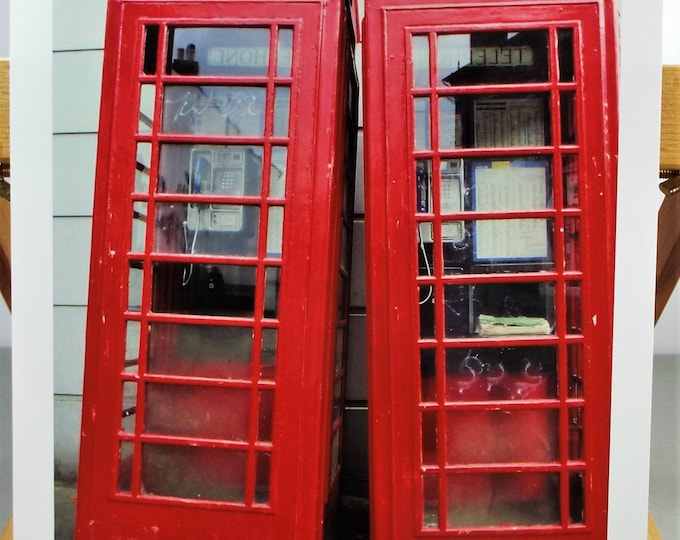 Vintage British Red Telephone Boxes Fine Art Print - 8.5 x 11 in - Unframed - Printed on Pro Quality Canon Paper w/ Archival Inks - c1987