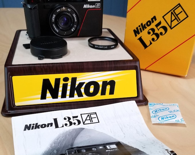 Nikon L35AF 35mm Camera w/ f2.8 Lens, ISO 1000 - Pikaichi - Nikon Box, Lens Cap, Instructions, Batteries - Film Tested, Mint, 100% Working!