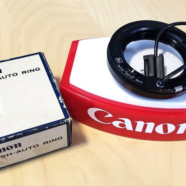 Canon Flash-Auto Ring B2 - Part of the Canon CAT System for the Canon F-1 Camera - w/ Original Box - Tested, Working - Excellent Condition