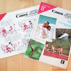 Canon AE-1 Owner&#39;s Manual Instruction Books - Part 1 & 2 - English Ed - 35mm SLR Film Camera