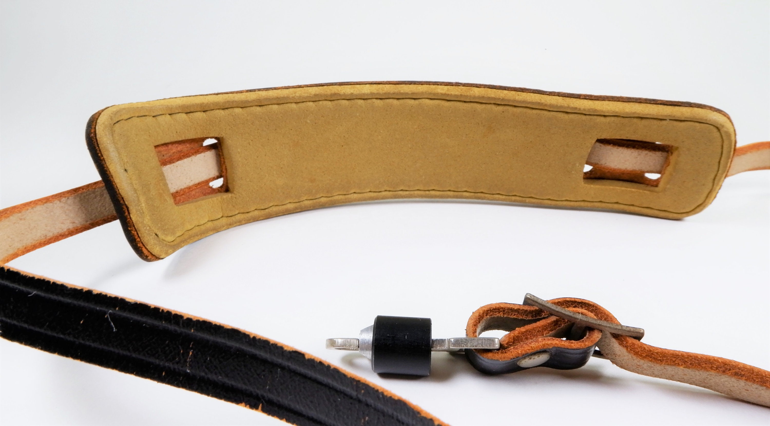 Vintage Leather Camera Strap with Metal Buckles Made by Perrin