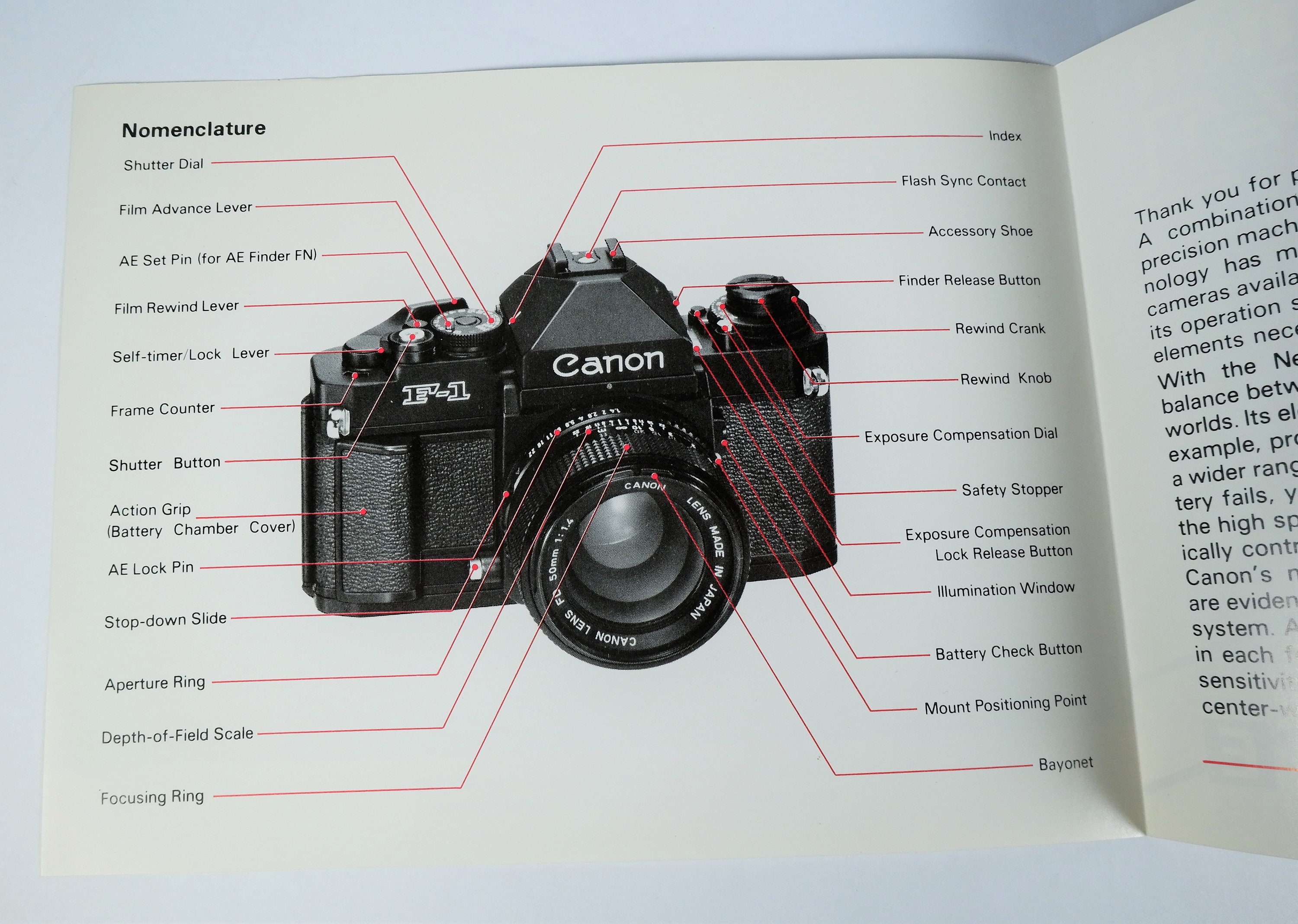 Canon New F1 35mm SLR Film Camera Instruction Book 1982 Nearly