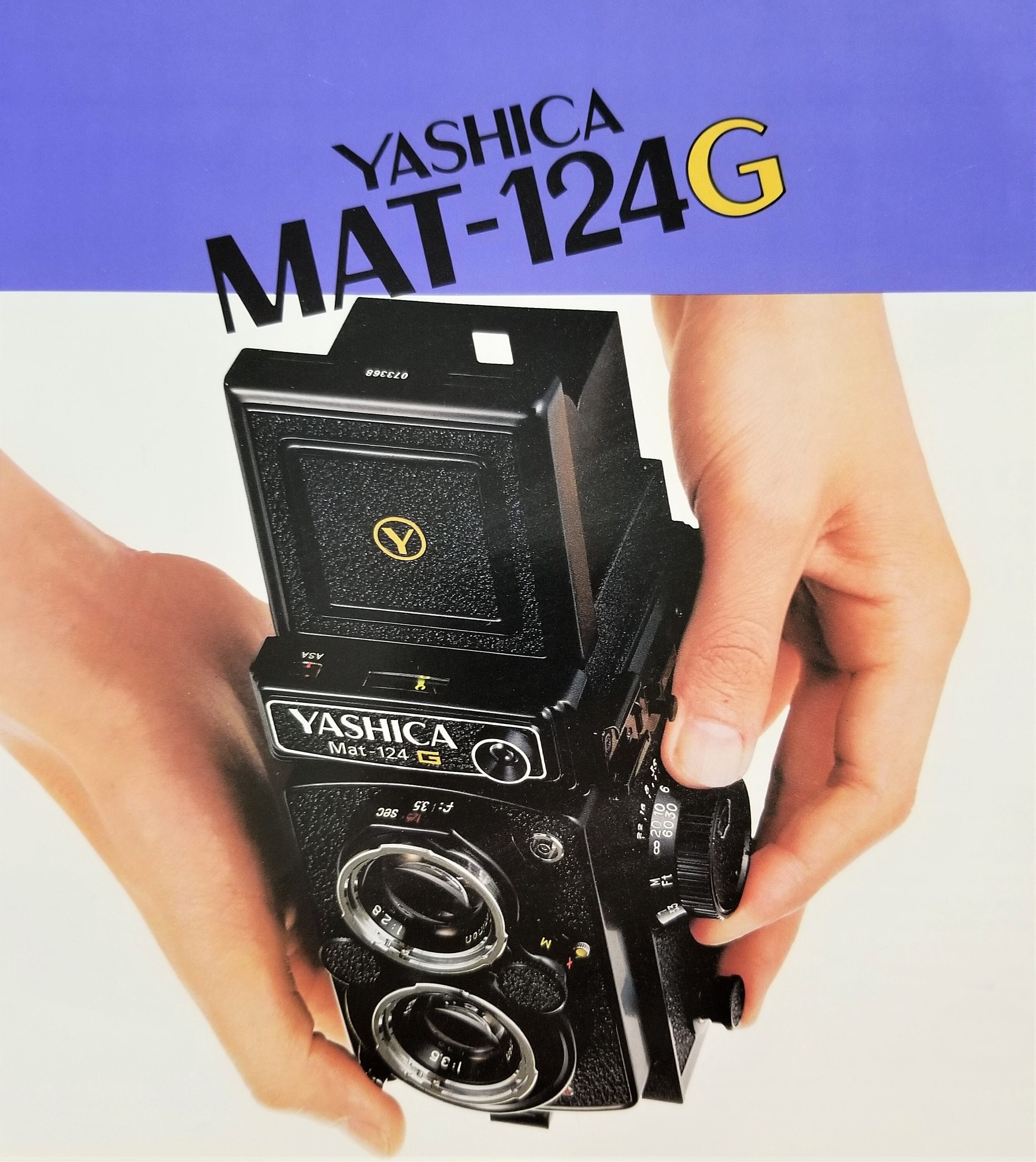 Rare Yashica Mat124G 6x6 TLR Camera Sales Brochure English, Large Format, 5 Pages 1984 Mint