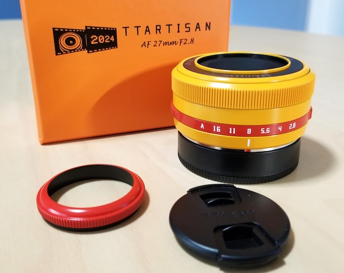 TT Artisan AF 27mm f2.8 Limited Edition Orange/Yellow Lens for Fujifilm X-Mount Digital Mirrorless Cameras - Boxed - Mint Condition
