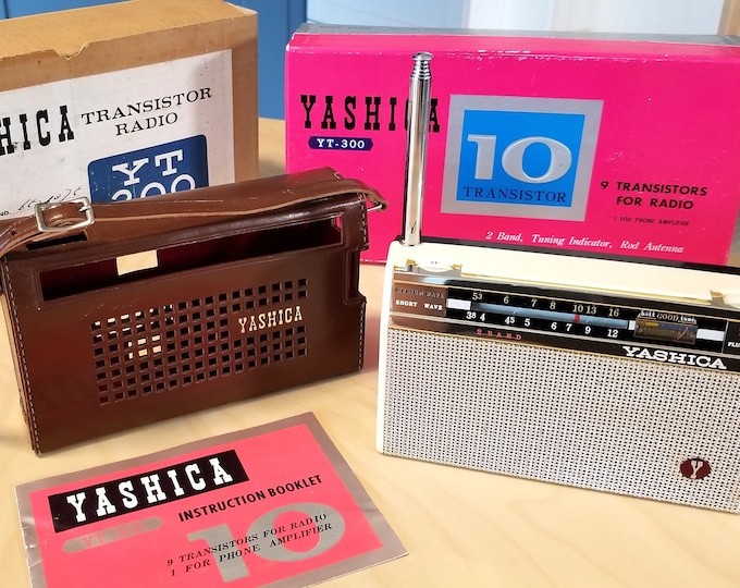 Rare Yashica Transistor Radio YT-300 - Complete Original Boxed Set, Leather Case, Earphone, Instructions