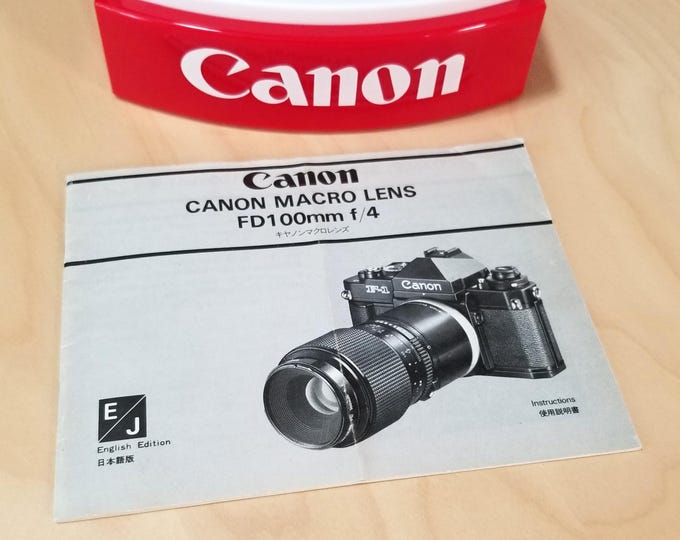 Canon Macro Lens FD 100mm f/4 Instruction Book - 1982 - Original, Not a Copy - 23 Pages - EnglishJapanese Edition - Excellent